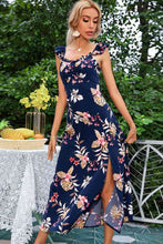 Load image into Gallery viewer, Floral Print Sleeveless Square Neck Slit Midi Dress
