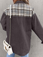 Load image into Gallery viewer, Plaid Button Up Dropped Shoulder Jacket
