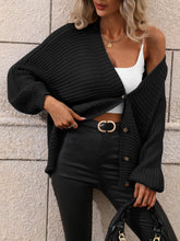 Load image into Gallery viewer, Button Down Horizontal-Ribbing Longline Cardigan
