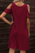 Load image into Gallery viewer, Floral Round Neck Cold-Shoulder Dress
