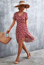 Load image into Gallery viewer, Floral Surplice Neck Flutter Sleeve Dress
