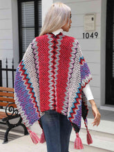 Load image into Gallery viewer, Striped Open Front Poncho with Tassels
