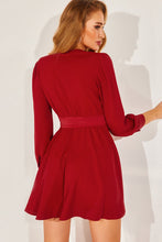 Load image into Gallery viewer, Pleated Puff Sleeve Deep V Dress
