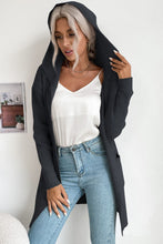 Load image into Gallery viewer, Ribbed Open Front Hooded Cardigan with Pockets
