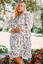 Load image into Gallery viewer, Plus Size Paisley Print Puff Sleeve Dress
