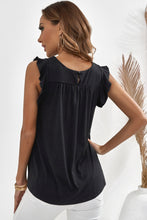 Load image into Gallery viewer, Keyhole Back Ruffle Shoulder Sleeveless Top
