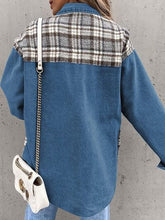 Load image into Gallery viewer, Plaid Button Up Dropped Shoulder Jacket
