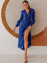 Load image into Gallery viewer, Split Hem Surplice Midi Dress
