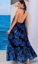 Load image into Gallery viewer, Floral Halter Neck Ruffle Hem Dress
