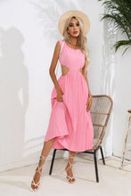 Load image into Gallery viewer, Cutout Ruched Round Neck Tank Dress
