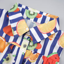 Load image into Gallery viewer, Fruit Striped Collared Sleeveless Shirt
