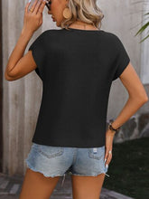Load image into Gallery viewer, Pocketed Round Neck Cap Sleeve Sweater
