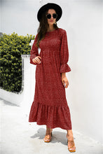 Load image into Gallery viewer, Printed Puff Sleeve Ruffle Maxi Dress
