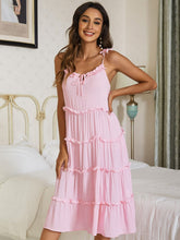 Load image into Gallery viewer, Frill Trim Tie-Shoulder Layered Dress
