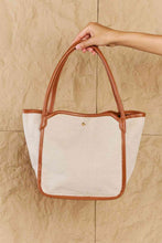 Load image into Gallery viewer, Fame Beach Chic Faux Leather Trim Tote Bag in Ochre
