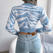 Load image into Gallery viewer, Tiger Print Mock Neck Cropped Sweater
