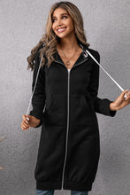 Load image into Gallery viewer, Leopard Spliced Drawstring Zip Up Hoodie
