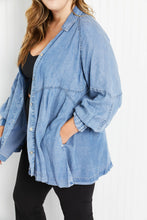 Load image into Gallery viewer, Zenana Sunflower Fields Full Size Chambray Button-Up Swing Tunic
