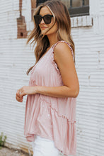Load image into Gallery viewer, Foil Frill Trim Sleeveless Top
