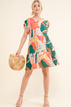 Load image into Gallery viewer, And The Why Printed Double Ruffle Sleeve Dress
