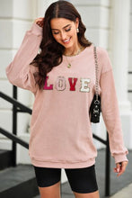 Load image into Gallery viewer, LOVE Round Neck Dropped Shoulder Sweatshirt
