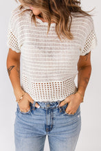 Load image into Gallery viewer, Scalloped Trim Openwork Knit Cropped Top
