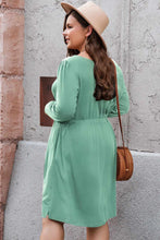 Load image into Gallery viewer, Plus Size Button Front Elastic Waist Long Sleeve Dress
