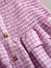 Load image into Gallery viewer, Girls Gingham Decorative Button Smocked Dress
