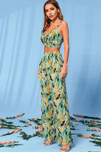 Load image into Gallery viewer, Printed Tie-Front Bralette and Wide Leg Pants Set
