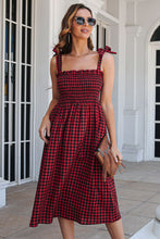 Load image into Gallery viewer, Plaid Frill Trim Tie Shoulder Dress
