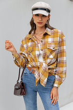Load image into Gallery viewer, Plaid Button Down Side Slit Shirt Jacket
