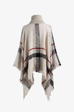 Load image into Gallery viewer, Plaid Turtleneck Raw Hem Poncho
