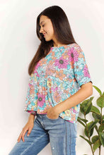 Load image into Gallery viewer, Double Take Floral Round Neck Babydoll Top
