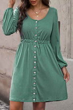 Load image into Gallery viewer, Scoop Neck Empire Waist Long Sleeve Mini Dress
