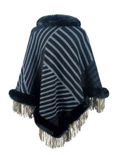 Load image into Gallery viewer, Striped Fringe Hem Poncho
