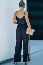 Load image into Gallery viewer, Leopard Contrast Spaghetti Strap Wide Leg Jumpsuit
