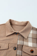 Load image into Gallery viewer, Plaid Corduroy Dropped Shoulder Jacket
