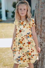 Load image into Gallery viewer, Girls Floral Round Neck Short Sleeve Dress with Pockets
