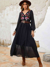 Load image into Gallery viewer, Flower Tie Neck Balloon Sleeve Dress
