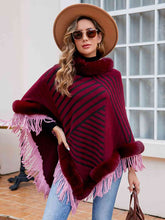 Load image into Gallery viewer, Striped Fringe Hem Poncho
