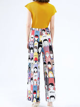 Load image into Gallery viewer, Printed Accordion Pleated High-Rise Waist Wide Leg Pants
