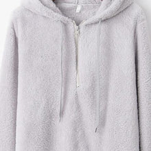 Load image into Gallery viewer, Full Size Quarter-Zip Drawstring Teddy Hoodie
