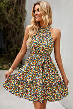 Load image into Gallery viewer, Floral Belted Frill Trim Mini Dress
