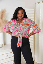 Load image into Gallery viewer, Double Take Tie Hem V-Neck Three-Quarter Sleeve Blouse
