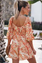 Load image into Gallery viewer, Printed Square Neck Puff Sleeve Romper
