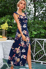 Load image into Gallery viewer, Floral Print Sleeveless Square Neck Slit Midi Dress

