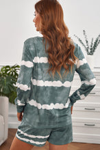 Load image into Gallery viewer, Tie-dyed Stripes Long Sleeve Shorts Lounge Set
