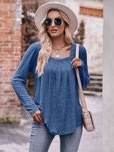 Load image into Gallery viewer, Double Take Pleated Detail Curved Hem Long Sleeve Top
