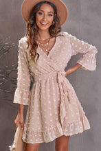 Load image into Gallery viewer, Swiss Dot Ruffled Tie-Waist Surplice Dress

