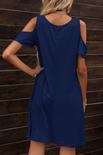 Load image into Gallery viewer, Floral Round Neck Cold-Shoulder Dress
